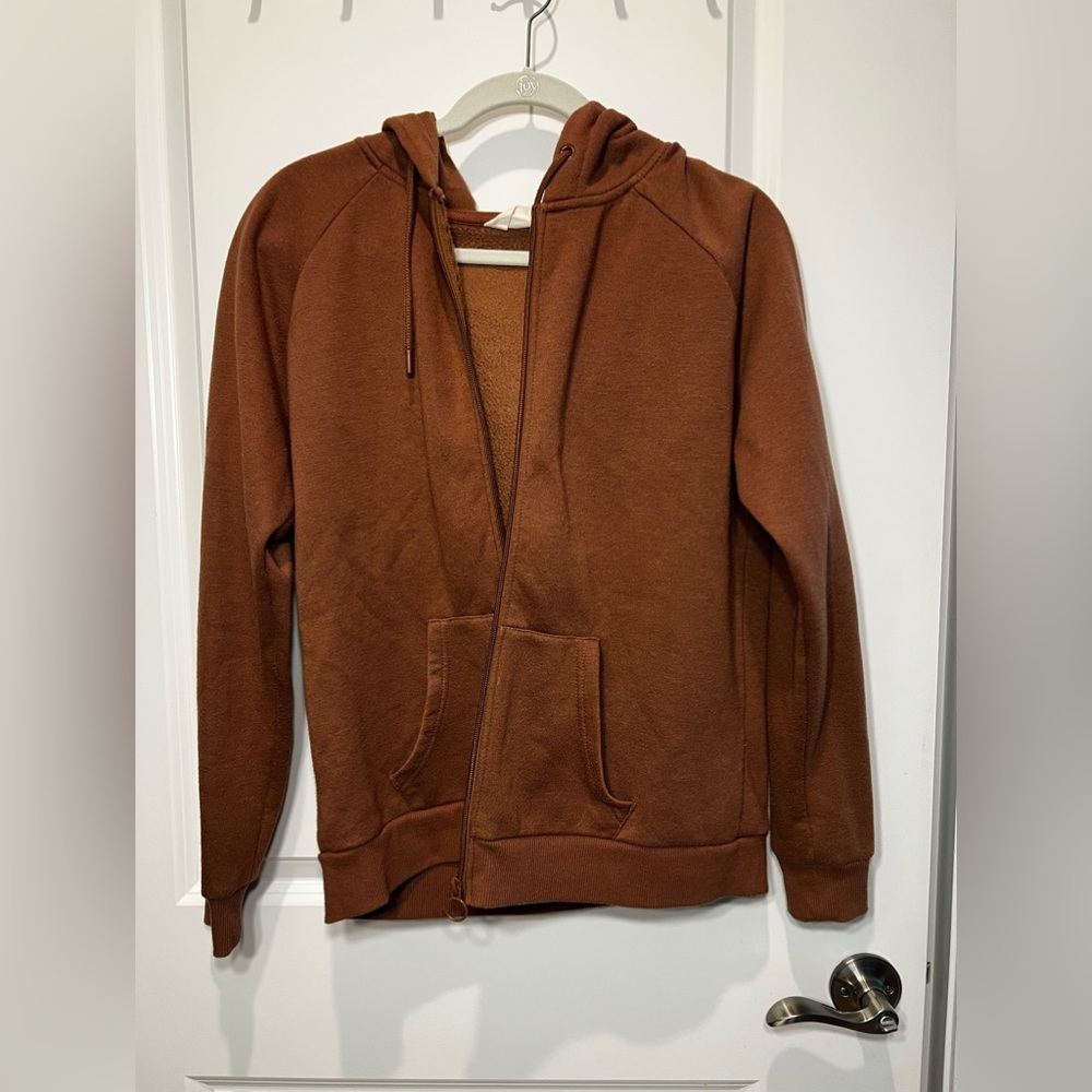 Primark Brown Zip Up Hoodie Size Medium - Picture 1 of 9